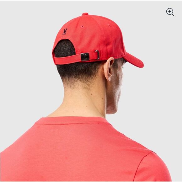 NWT $48 Psycho Bunny Men's Red Hibiscus Embroidered Big Bunny Baseball Cap S12 - Picture 6 of 12